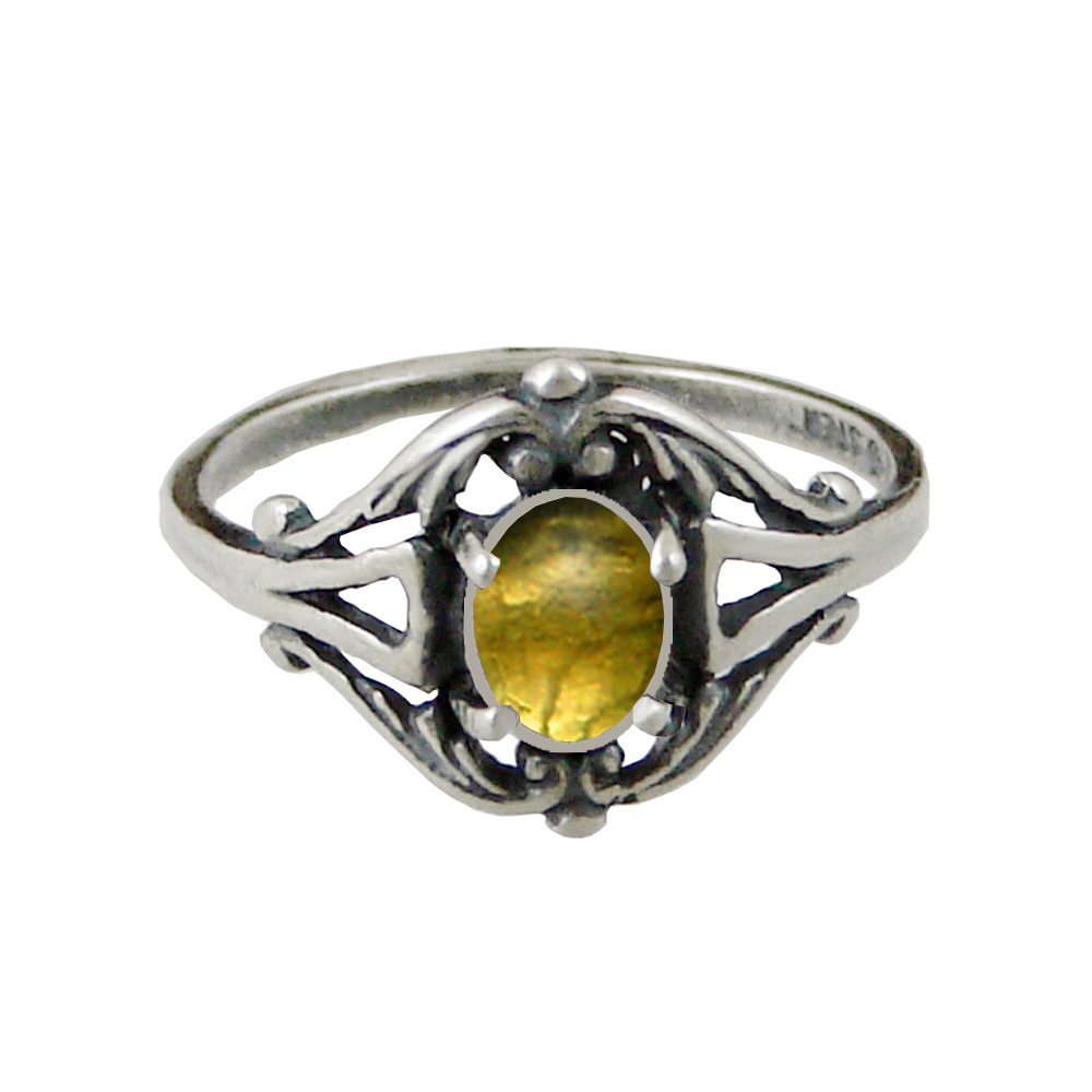 Sterling Silver Filigree Ring With Citrine Size 9